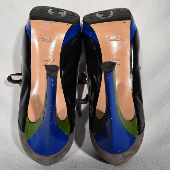 Rare ITALY Vintage PAUL SMITH Old Stock Lace Up Platform Heels Oxfords Size 8.5. - Picture 14 of 17